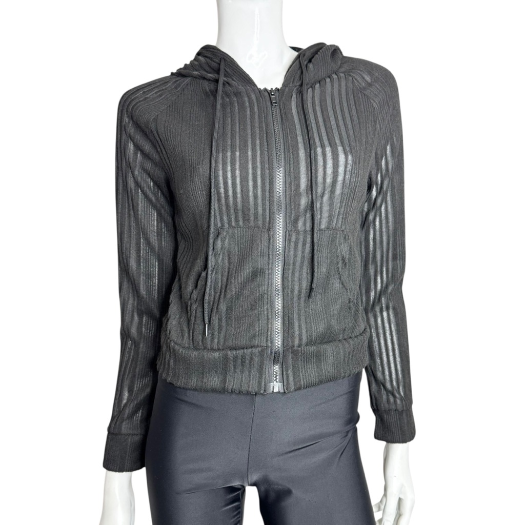 5/$25 Shein Black Ribbed Zip Up Hoodie